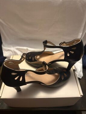 Classic Black T-Strap Women's Dress Heels